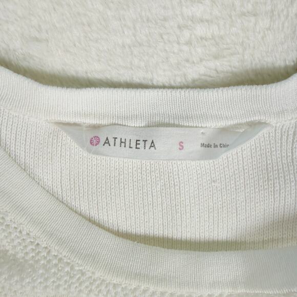 Athleta Kahala Women's Sweater Size Small Off-White Pullover Short sleeve - Picture 3 of 7